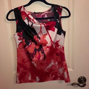 TAHARI Flower Print Blouse